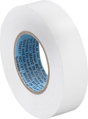 Tape Logic™ 3/4(W) x 20 yds(L) Vinyl Electrical Tape, White, 10/Pack