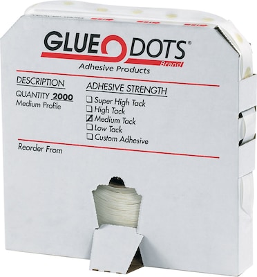 Glue Dots® 1/2 Medium Tack Glue Dots, Medium Profile, 2000/Case (GD114)