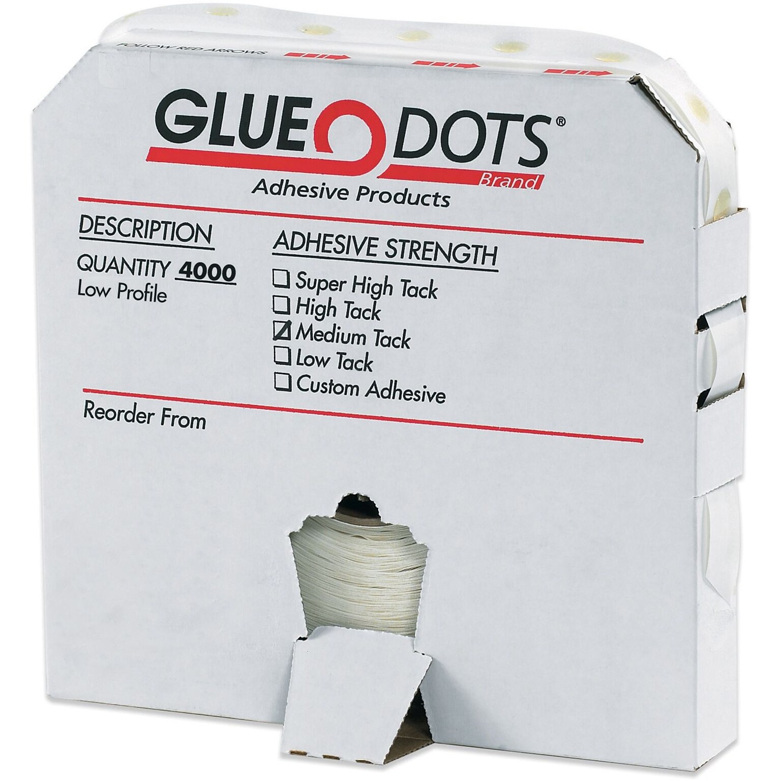 Glue Dots® 1/4 Medium Tack Glue Dots, Low Profile, 4000/Case (GD110)