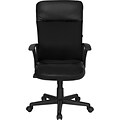 Flash Furniture High-Back Leather Executive Chair, Adjustable Arms, Black