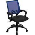 Flash Furniture Mid Back Mesh Computer Chair With Black Leather Seat, Blue