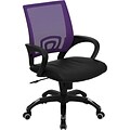Flash Furniture Mid Back Mesh Computer Chair With Black Leather Seat, Purple