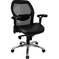 Flash Furniture Mid Back Mesh Office Chair With Italian Leather Seat and Knee Tilt Control, Black