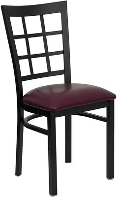 Flash Furniture HERCULES™ Vinyl Window Back Metal Restaurant Chair, Burgundy, 4/Pack