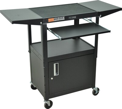Luxor 2-Shelf Metal Mobile A/V Cart with Lockable Wheels, Black (AVJ42KBCDL)