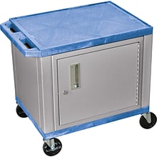 H Wilson 26H 2 Shelves Tuffy AV Carts W/Nickel Cabinet, Blue