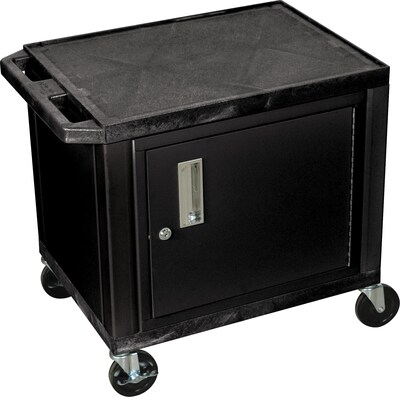 H Wilson 26H 2 Shelves Tuffy AV Carts W/Black Cabinet, Black