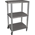 H Wilson 42H 3 Shelves Tuffy Carts W/Nickel Legs, Gray