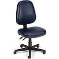 OFM Straton Series Armless Swivel Task Chair, Vinyl, Mid Back, Navy, (119-VAM-605)