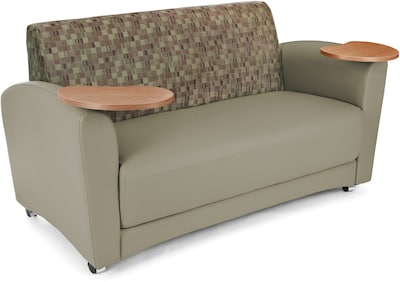 OFM Interplay Polyurethane Double Seat Tablet Sofa, Plum/Taupe