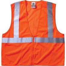 Ergodyne GloWear 8210Z High Visibility Sleeveless Safety Vest, ANSI Class R2, Small/Medium, Orange (