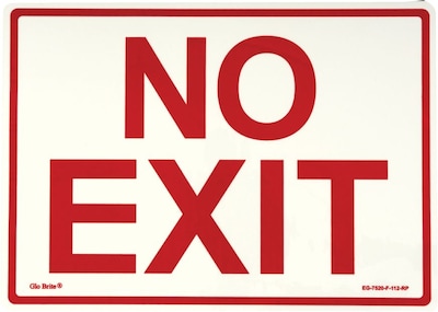 Jessup® Glow In The Dark No Exit Sign, 14(L) x 10(W)
