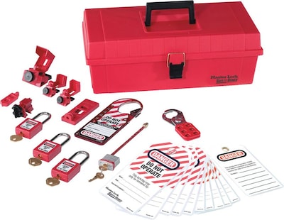 Master Lock® Safety Series™ 1457E410KA Personal Lockout Kit, Red