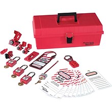 Master Lock® Safety Series™ 1457E410KA Personal Lockout Kit, Red