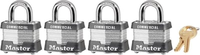 Master Lock® Laminated Steel Pin Tumbler Padlock, 6/Pk