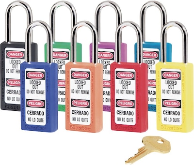 Master Lock® 411 Safety Series™ Lightweight Xenoy Thermoplastic Safety Padlock, 6 Pin, Yellow