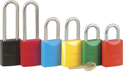 Master Lock® Safety Series™ Pro Series® High Visibility Aluminum Padlock, Blue, 6/Pk