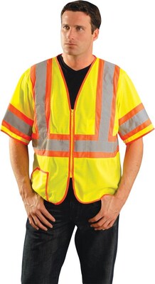OccuNomix LUX-HSCLC3Z-Y Class 3 Classic Mesh Two-Tone Half Sleeve Vest, 2XL