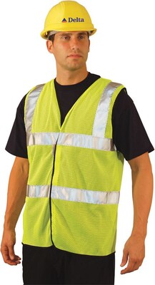 OccuNomix LUX-SSCOOLG-Y Class 2 Premium Mesh Dual Stripe Vest, XL