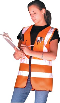 OccuNomix LUX-SSFS-O Class 2 Premium Solid Dual Stripe Surveyor Vest, 2XL