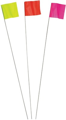 Irwin® Strait-line® 2 1/2(H) x 3 1/2(W) x 21(L) Stake Flag; Glo Pink