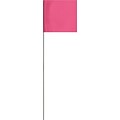 Presco 21(L) x 3(W) x 2(H) Stake Flag, Pink Glo, 100/Pack