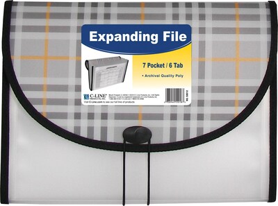 C-Line® Letter 7 Pockets Expanding File with 1-1/2 Expansion, Black