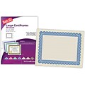 Blanks/USA® 8 1/2 x 11 60 lbs. Astroparche Large Certificate With Blue Border, Natural, 50/Pack