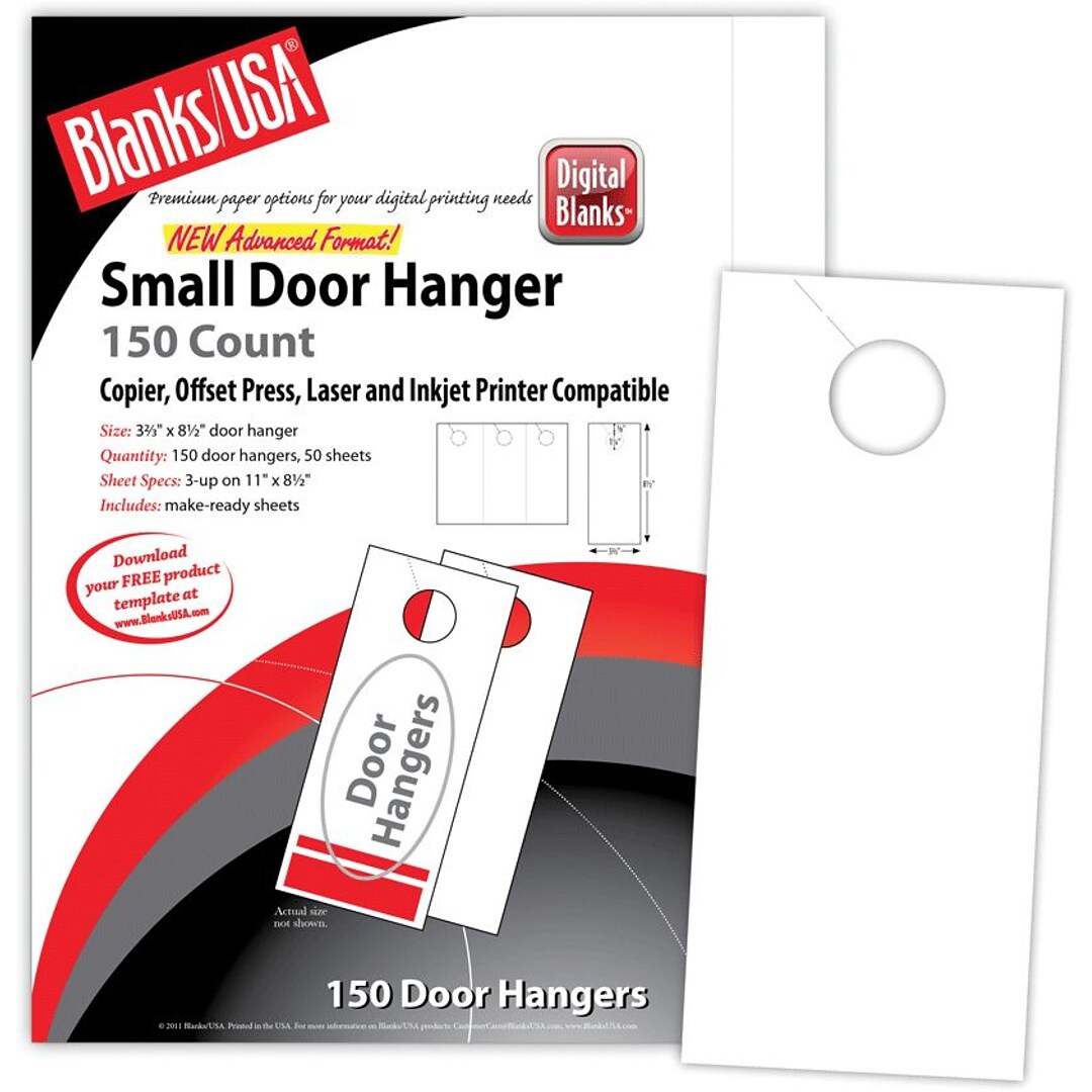 Blanks/USA® 23.23" x 23.23" 23 lbs. Digital Bristol Cover Door Hanger, White,  23/Pack (LDH223B23WH) With Blanks Usa Templates