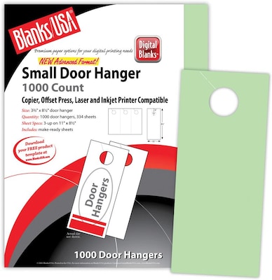 Blanks/USA® 3.67 x 8 1/2 67 lbs. Digital Bristol Cover Door Hanger, Green, 334/Pack