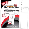 Zapco®2 3/4 x 8 1/2 Numbered 01-500 Digital Index Cover Raffle Ticket, White, 125/Pack (507T415X)