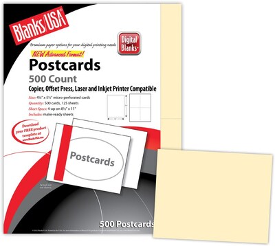 Blanks/USA® Bristol Digital Postcard, 5 1/2 x 4 1/4, Ivory, 125/Pack