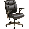 Office Star Work Smart™ Eco Leather Mid Back Executive Chair With Cocoa Padded Flip Arms, Espresso