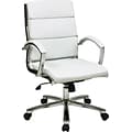 Office Star Work Smart™ Faux Leather Mid Back Executive Chair With Padded Arms, White