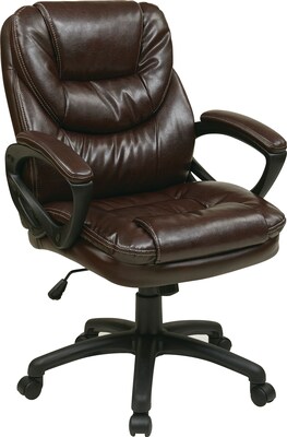 Office Star Work Smart™ Faux Leather Mid Back Managers Chair, Chocolate