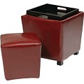 Office Star OSP Designs Eco Leather 2 Piece Ottoman Set, Red