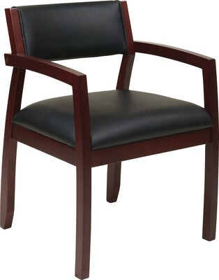 Office Star OSP Designs Eco Leather Guest Chair With Upholstered Back, Napa Mahogany