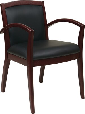 Office Star OSP Designs Eco Leather Guest Chair With Full Cushion Back, Napa Mahogany
