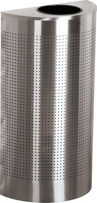 Rubbermaid Half Round Waste Receptacle, 12 Gallon, Silver Metallic, 32H x 18W x 9D (FGSH12EPLSM)