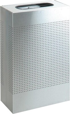 Rubbermaid Designer Line™ Silhouettes Waste Receptacle, Steel, 13 Gallon Capacity, Silver Metallic (