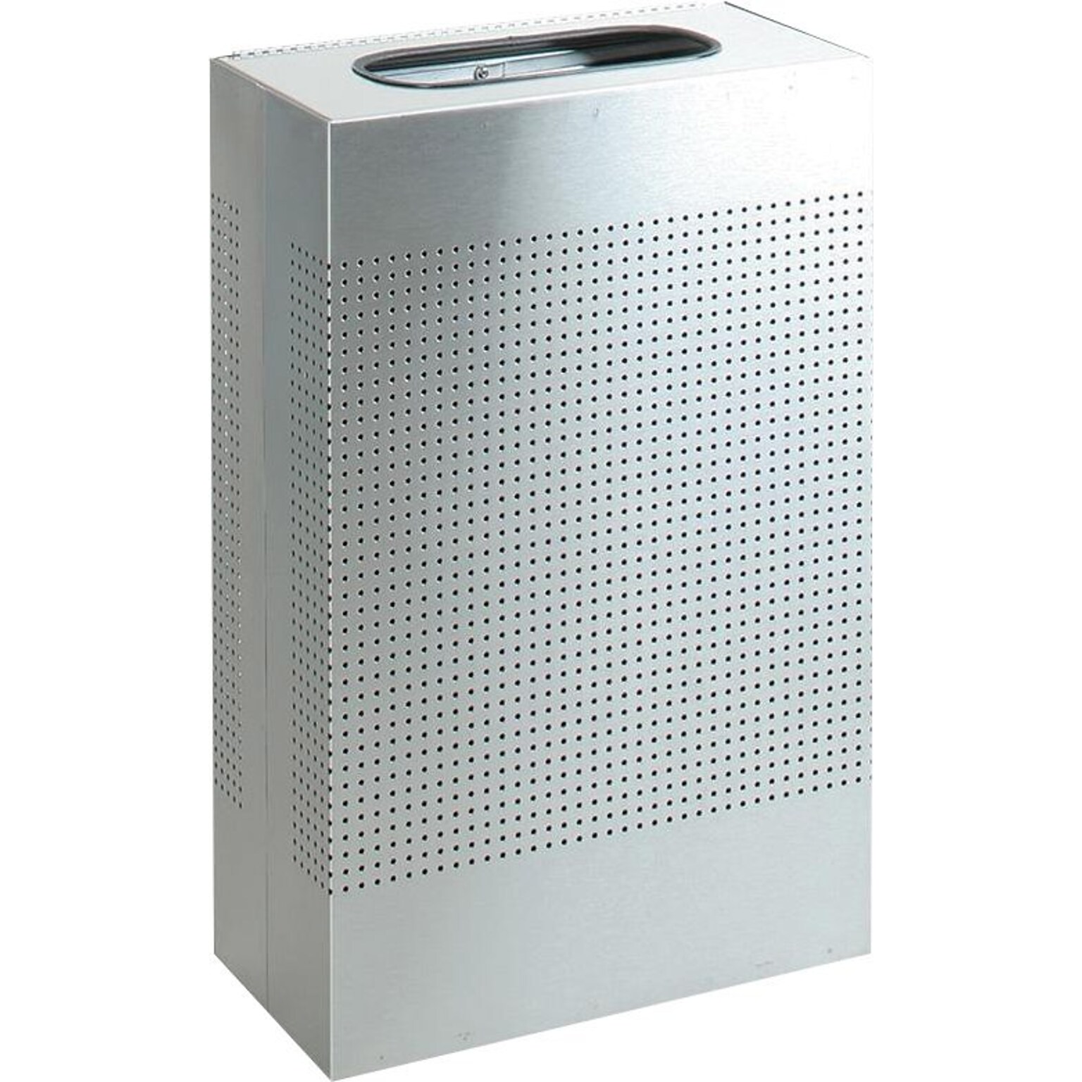 Rubbermaid Designer Line™ Silhouettes Waste Receptacle, Steel, 13 Gallon Capacity, Silver Metallic (