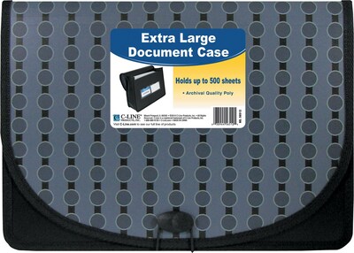 Circle Pattern Expanding File, Letter, 1 Pocket, Document Case, Black/Gray