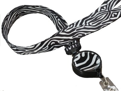 Zebra Retractable Ribbon Lanyard