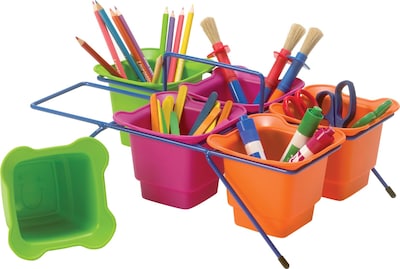 Copernicus Educational Products 13.5"H x 5.5"W Tiny Tub Caddy, Blue Wire Frame - Assorted Color Tubs (CEPTTC1)