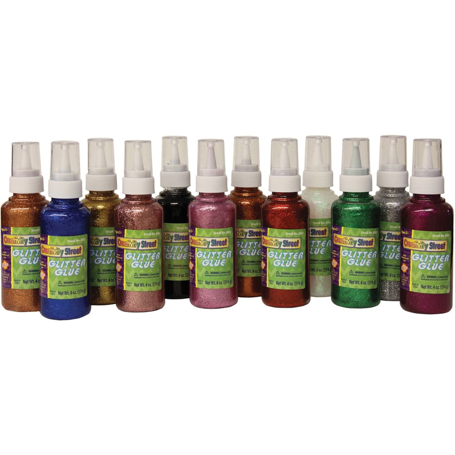 Chenille Kraft Glitter Craft Glue, 4 oz., Assorted, 12/Pack (CK-8561)