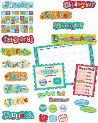 Creative Teaching Press Dots on Turquoise Calendar Bulletin Board Set, 67 pieces (CTP1642)