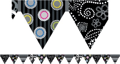 Creative Teaching Press BW Collection CTP7145 35 x 2.75 Pennant Borders, Black/White