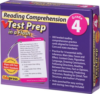 Reading Comprehension Test Prep in a Flash, Grade 4