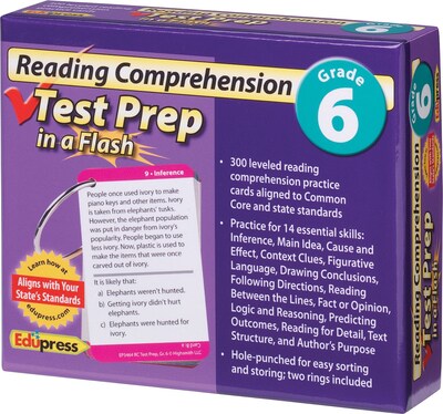 Reading Comprehension Test Prep in a Flash, Grade 6
