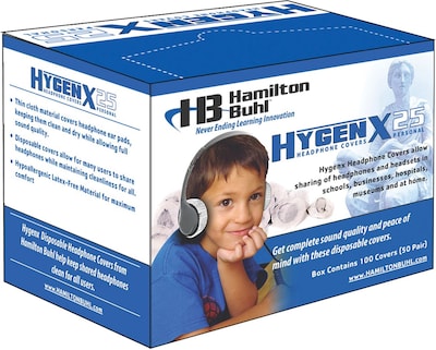 Hamilton Buhl HygenX Disposable Headphone Covers, 2.5 - 4 Diameter, 50/PR, 2 PR/BD
